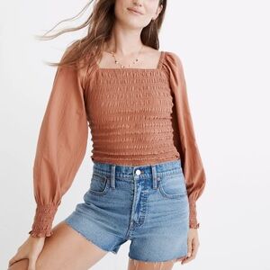 Madewell Waist 33 Jean shorts fringe blue Perfect Jean Short NWT Large cutoff